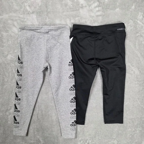 Adidas Girls Size 5 Leggings Lot Black Gray AEROREADY 2Pc Set - Picture 14 of 14
